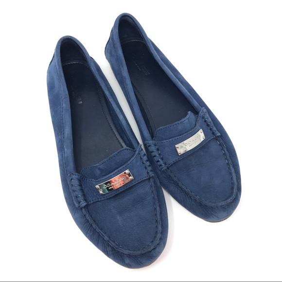 blue leather loafers